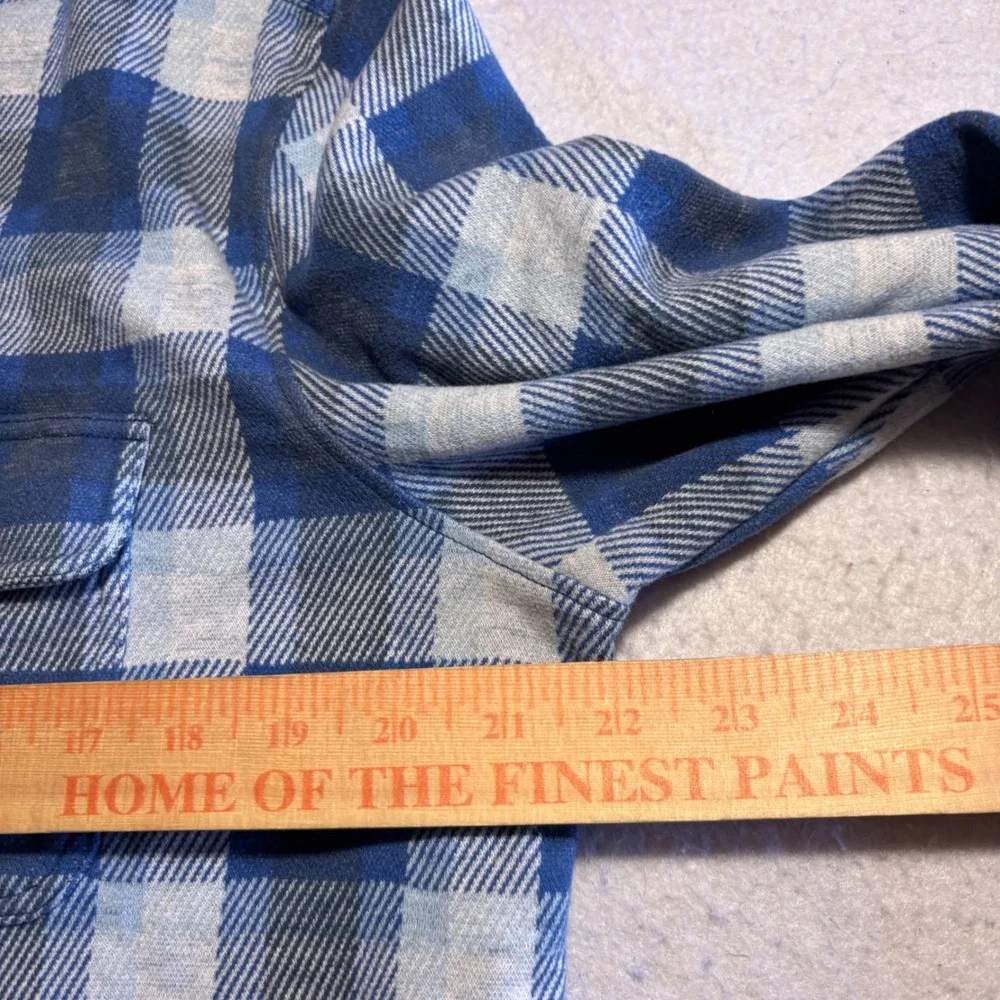 Fair Harbor Men Flannel Plaid Long Sleeve Button Up Shirt Size L Blue Gray - Picture 5 of 8